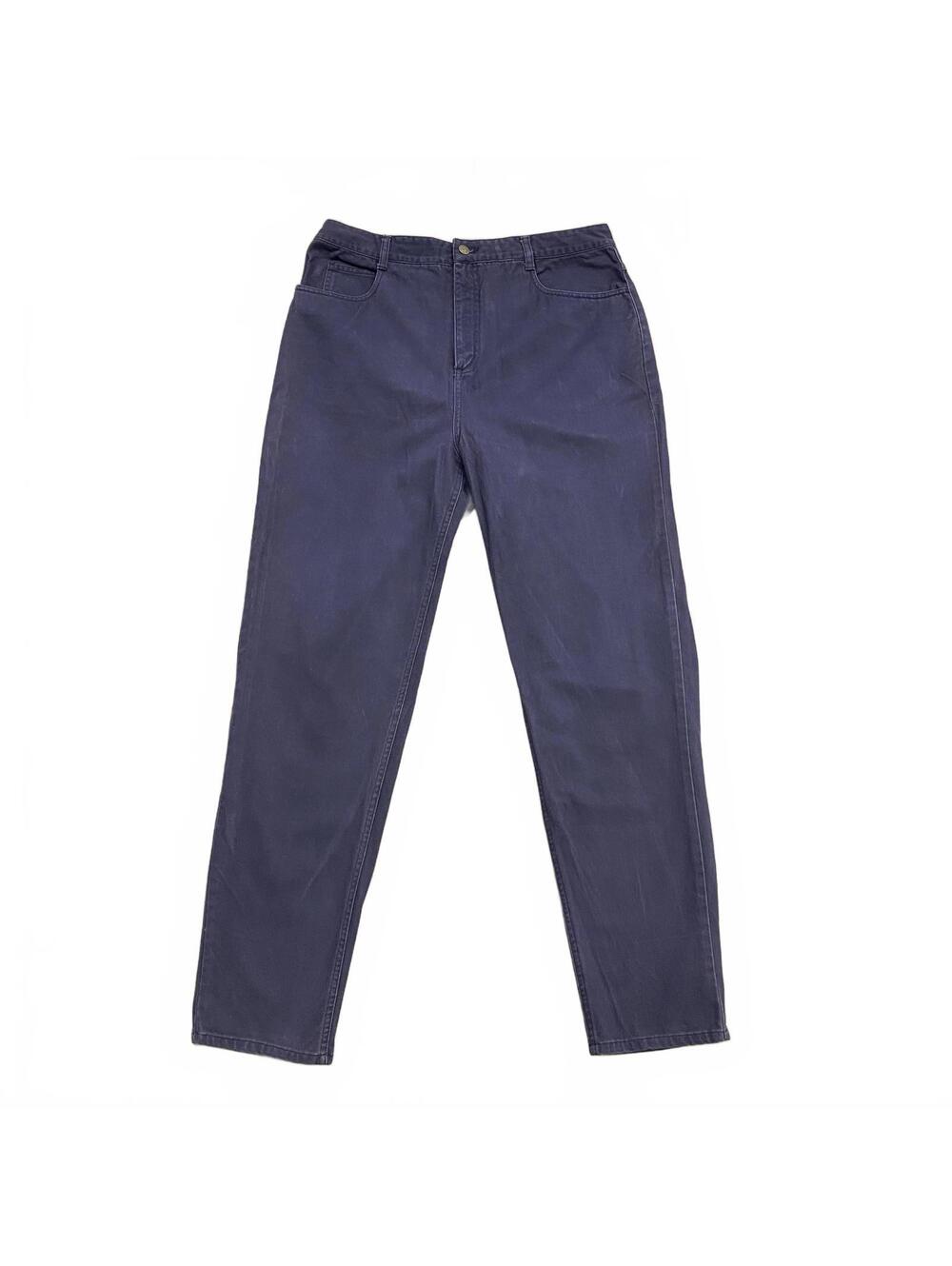Talbots Purple High Waisted 100% Cotton Trousers Size 18 Classic Straight Leg